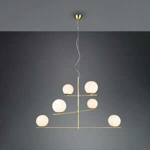 Trio Lighting Závěsná lampa Pure s otočnými rameny 6fl mosazná/bílá