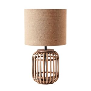Brilliant Stolní lampa Woodrow z bambusu, látkové stínidlo