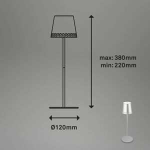 Briloner LED stolní lampa Kiki s baterií 3000K, chrom matný