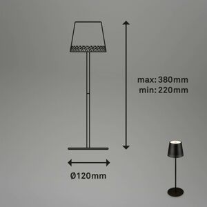 Briloner LED stolní lampa Kiki s baterií 3 000K, černá