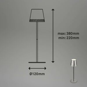 Briloner LED stolní lampa Kiki s baterií 3000K stříbrná