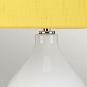 Elstead Textilní stolní lampa Isla leštěný nikl/žlutá