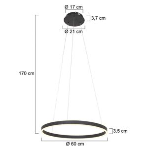 Steinhauer LED závěsné světlo Ringlux Ø 60cm 2 zdroje černá