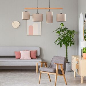TK Lighting Závěsné světlo Deva Nature, 4 zdroje, textil