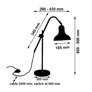 Busch Stolní lampa Winston, nastavitelné, černá/bílá