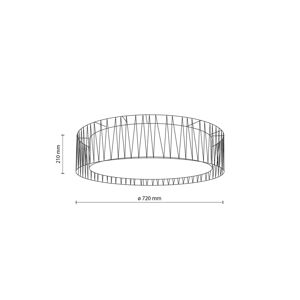 TK Lighting Stropní svítidlo Harmony, černé, přírodní juta, Ø 72 cm