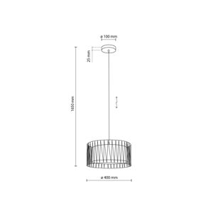 TK Lighting Závěsné svítidlo Harmony, černá barva, přírodní juta, Ø 40 cm