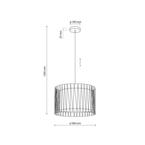 TK Lighting Závěsné svítidlo Harmony, černá barva, přírodní juta, Ø 50 cm