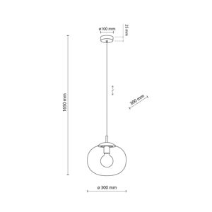 TK Lighting Závěsné svítidlo Vibe, grafitově šedé průhledné sklo, Ø 30 cm