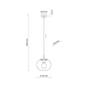 TK Lighting Závěsné svítidlo Vibe, hnědé průhledné sklo, Ø 25 cm