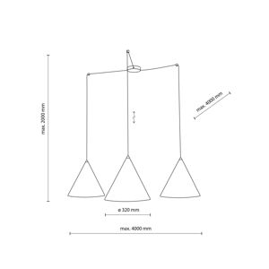 TK Lighting Závěsné svítidlo Cono 3-světelné decentrální stínidlo 32 cm černé