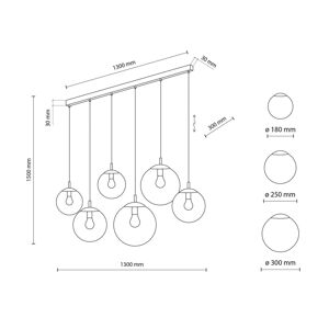 TK Lighting Závěsné svítidlo Esme, sklo, vícebarevné, šestisvětelné, lineární
