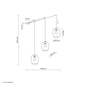 TK Lighting Závěsné svítidlo Elio, sklo, hnědá/čirá/šedá, 3 světla, decentralizované