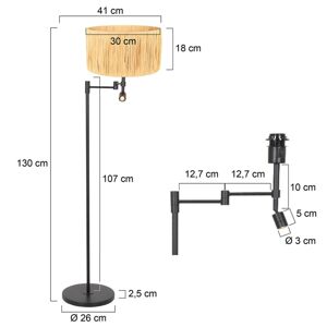 Steinhauer Stojací lampa Stang, LED světlo na čtení, přírodní proutí