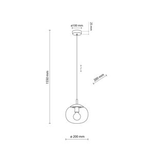 TK Lighting Závěsné svítidlo Vibe, grafitově šedé průhledné sklo, Ø 20 cm