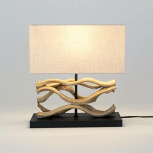 Holländer Stolní lampa Panarea, barva dřeva/béžová, výška 42 cm, dřevo