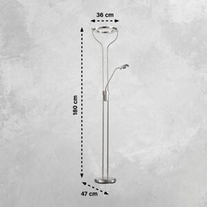 FISCHER & HONSEL Stojací lampa Davos LED, barva niklu, výška 180 cm, 2 světla, CCT