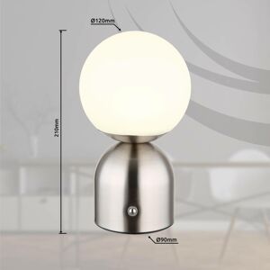 Globo Stolní dobíjecí lampa Julsy LED, niklová barva, výška 21 cm, CCT