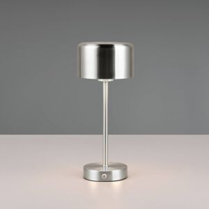 Reality Leuchten Nabíjecí stolní lampa Jeff LED, niklová barva, výška 30 cm, kov