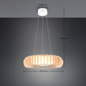 Reality Leuchten Závěsná lampa Monte LED, Ø 60 cm, světlé dřevo, dřevo, CCT
