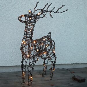 STAR TRADING LED venkovní dekorace Deer, baterie, ratan, hnědá