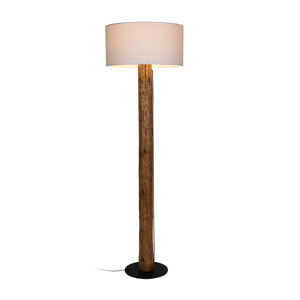 Euluna Stojací lampa Pino Simple, bílá, noha hnědá