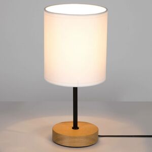 EULUNA Stolní lampa Corralee dřevo, bílé látkové stínidlo