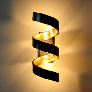 Eco-Light LED nástěnné světlo Helix, černo-zlaté, 26 cm