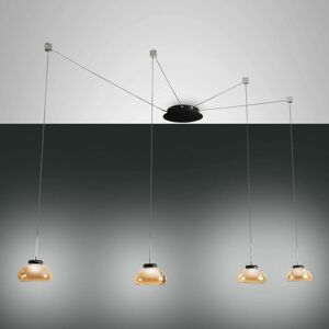 Fabas Luce LED závěsné světlo Arabella, 4 zdroje černá/jantar