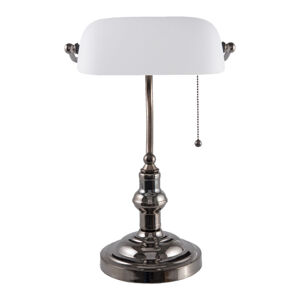 Clayre&Eef Stolní lampa 5100W s bílým skleněným stínidlem