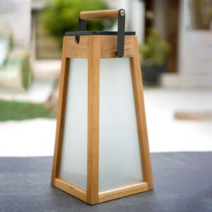 Les Jardins LED solární lucerna Tecka, teak přírodní, 39 cm