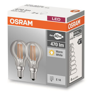 OSRAM E14 4W 827 LED žárovka - kapka, sada 2ks