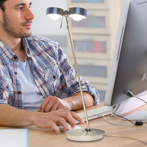 Top Light LED stolní lampa Puk Table Twin chrom matný