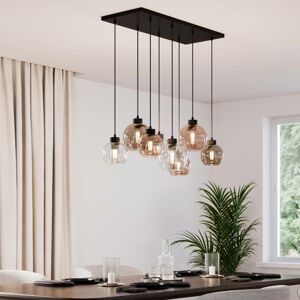 TK Lighting Závěsné svítidlo Cubus, osm světel, čirá/medová/hnědá barva