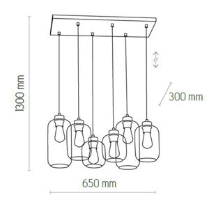 TK Lighting Závěsné svítidlo Marco Green, 6 světel čirá/zelená/hnědá