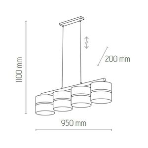 TK Lighting Závěsné svítidlo Linobianco, lineární, čtyři světla