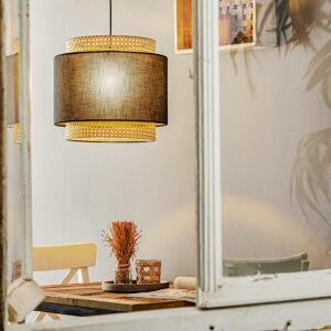 TK Lighting Závěsné svítidlo Boho, černá/ratan Ø 38 cm