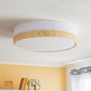 TK Lighting Stropní svítidlo Paglia bílá/ratan, Ø 60 cm