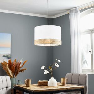 TK Lighting Závěsné svítidlo Paglia bílá/ratan jedno světlo Ø 38 cm