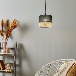 TK Lighting Závěsná lampa Paglia černá/ratan s jedním plamenem 20 cm