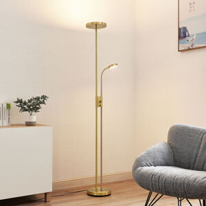 Lindby Lindby Seppa LED stojací lampa, kulatá, mosaz