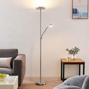 Lindby Lindby Sumani LED stojací lampa, kulatá, nikl