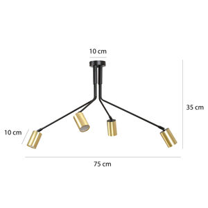 Euluna Stropní světlo Verno 4 Black v černé a zlaté barvě