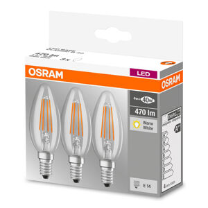 OSRAM LED žárovka-svíčka E14 4W filament 2 700K sada 3ks