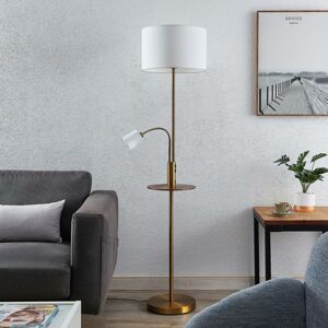 Lindby Lindby Aovan stojací lampa s policí a USB, bronz