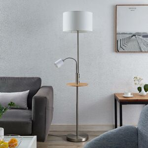 Lindby Lindby Aovan stojací lampa s policí a USB, nikl