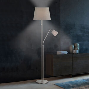 FISCHER & HONSEL Textilní stojací lampa Layer, čtecí světlo, šedá