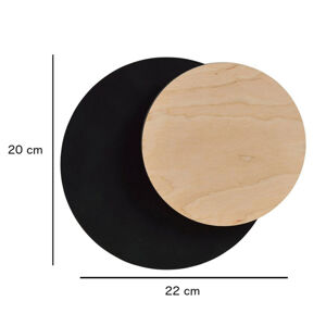EULUNA Nástěnné světlo Circle černé, světlá dřevěná deska
